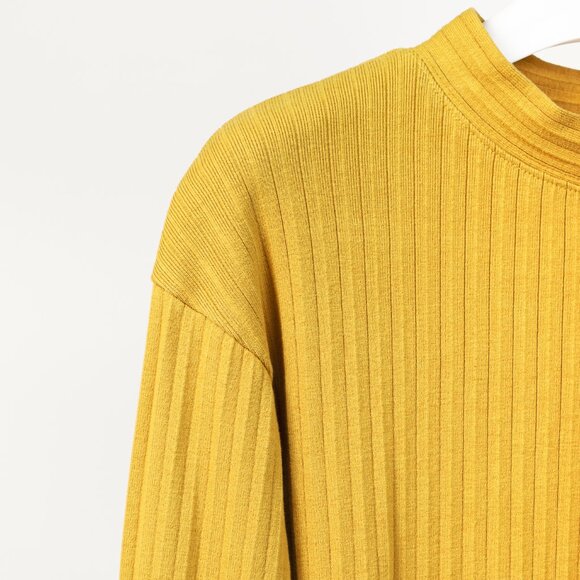 Marni Chartreuse Cotton Ribbed-Knit Mock Neck Top - Picture 4 of 11